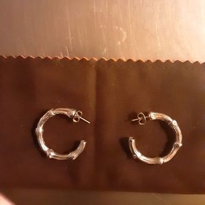 Tiffany Sterling Silver Bamboo Hoops medium size